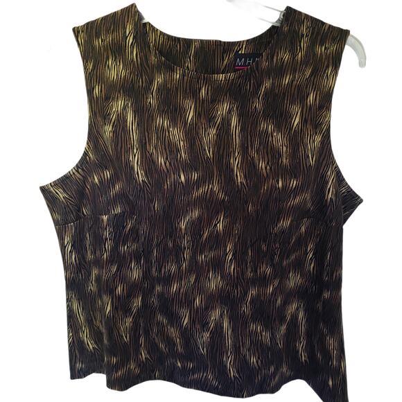 Vintage MHM Melissa Harper Womens Top Size 12 Wood Grain Back Button Goblin - Picture 2 of 10